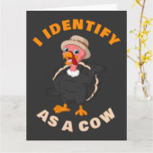 牛として自己を識別する：感謝祭七面鳥の漫画 カード (黄色い花)