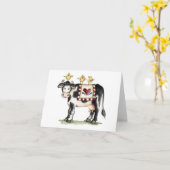 牛とひな – ノートカード (黄色い花)
