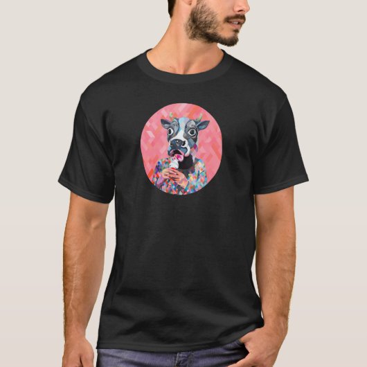 牛とアイスクリームの拡張現実 Tシャツ (正面)
