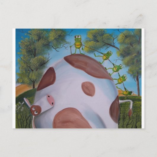 牛とカエル ポストカード (正面)