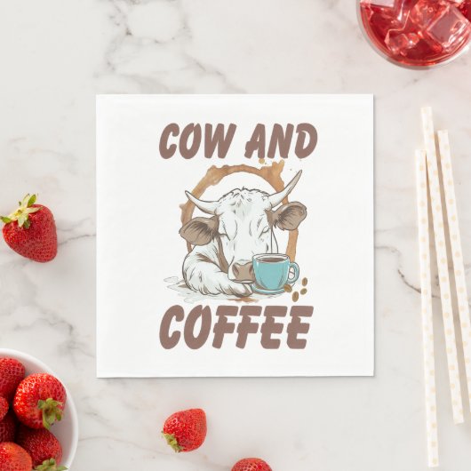 牛とコーヒー、ウェスタンおもしろいガール スタンダードランチョンナプキン (インサイチュ)