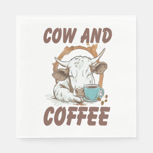 牛とコーヒー、ウェスタンおもしろいガール スタンダードランチョンナプキン (正面)