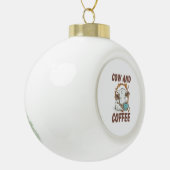 牛とコーヒー、ウェスタンおもしろいガール セラミックボールオーナメント (左)