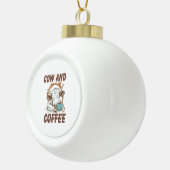 牛とコーヒー、ウェスタンおもしろいガール セラミックボールオーナメント (右)