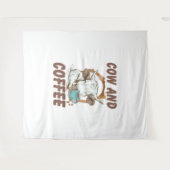 牛とコーヒー、ウェスタンおもしろいガール タペストリー (正面(横))