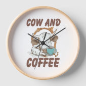牛とコーヒー、ウェスタンおもしろいガール 壁時計 (正面)