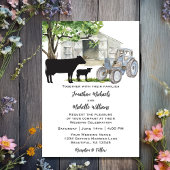 牛とトラクターのカントリーファームすべて結婚の 招待状