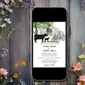牛とトラクターのカントリーファームすべて結婚の 招待状