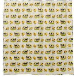 牛とヒマワリのシャワーカーテン シャワーカーテン