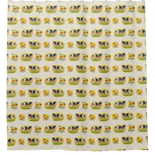 牛とヒマワリのシャワーカーテン シャワーカーテン (正面)