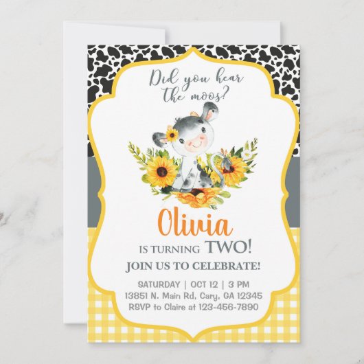 牛とヒマワリの声を聞いたことがある招待状。 招待状 (正面)