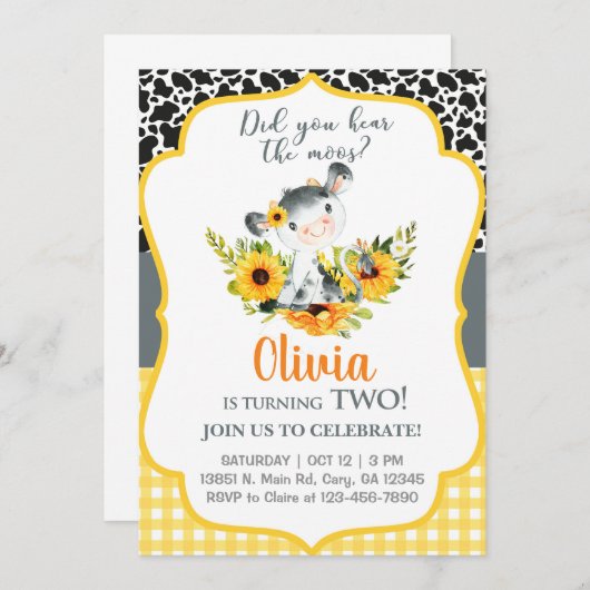 牛とヒマワリの声を聞いたことがある招待状。 招待状 (正面/裏面)