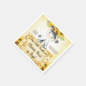 牛とヒマワリの女の子の最初の誕生日ナプキン。 スタンダードカクテルナプキン (角)