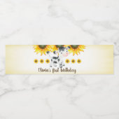 牛とヒマワリ女の子の誕生日の水のボトルのラベル。 ペットボトルラベル (シングルラベル)