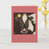 牛とピープカード カード (黄色い花)