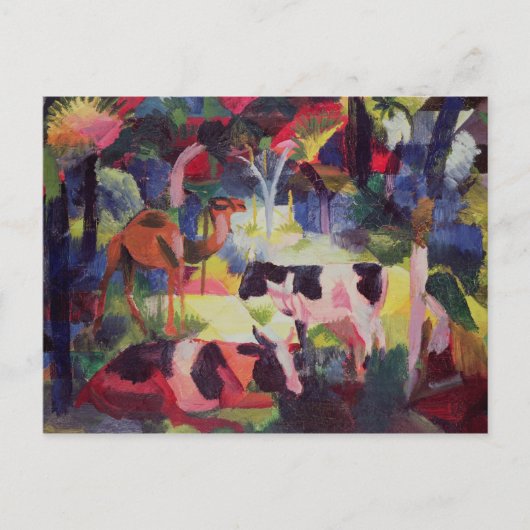 牛とラクダの風景 ポストカード (正面)