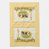 牛とヴィンテージと蒸発ミルク キッチンタオル (縦)