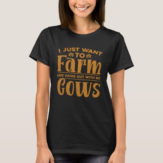 牛と一緒につる牛を育てたい Tシャツ (正面)