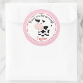 牛と一緒に飼っている動物のシール（女の子のためのピンク） ラウンドシール (バッグ)