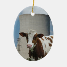 牛と原子力冷却タワーツリーオーナメント セラミックオーナメント
