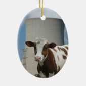 牛と原子力冷却タワーツリーオーナメント セラミックオーナメント (裏面)