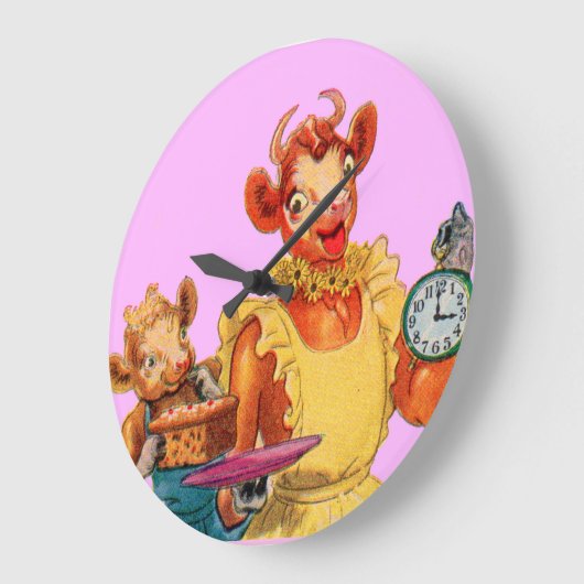 牛と娘のエルシー·ベウラー ラージ壁時計 (傾斜)