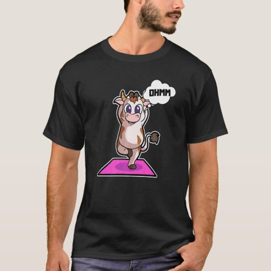 牛と子牛のヨガポーズ スポーツ体操 オームの心臓 Tシャツ (正面)