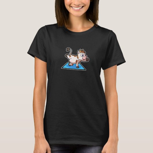 牛と子牛のヨガポーズ スポーツ体操 オームの心臓 Tシャツ (正面)