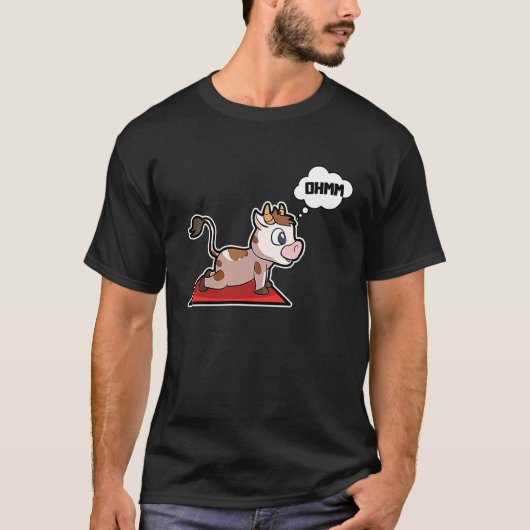 牛と子牛のヨガポーズ スポーツ体操 オームの心臓 Tシャツ (正面)