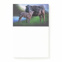 牛と子牛の丘の静かな転が湖