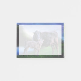 牛と子牛の丘の静かな転が湖 ポストイット