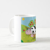 牛と子牛の農場の風景 コーヒーマグカップ (正面左)