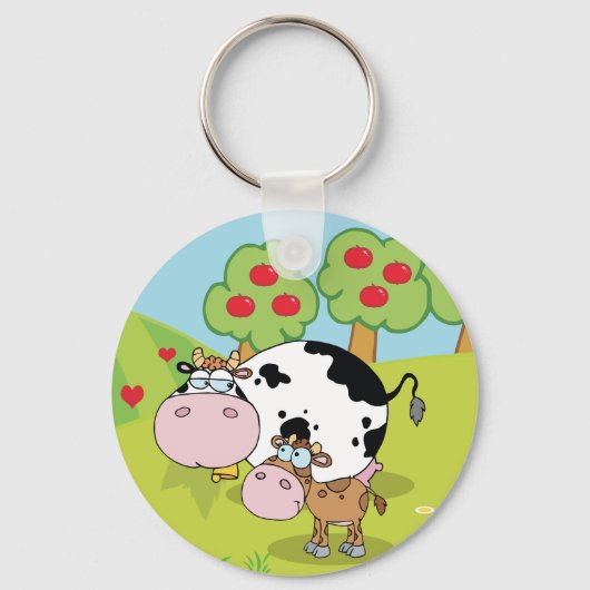 牛と子牛 キーホルダー (正面)