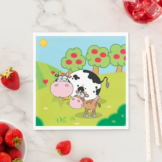 牛と子牛 スタンダードランチョンナプキン
