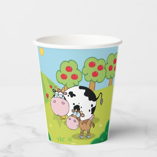 牛と子牛 紙コップ (正面)