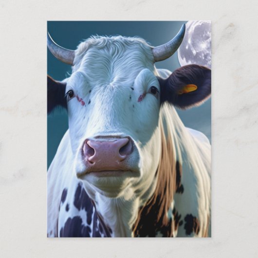 牛と月のはがき ポストカード (正面)