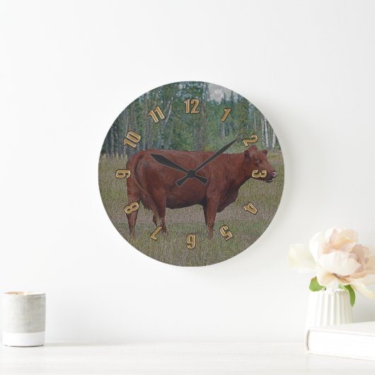 牛と森の牧場の牛の壁時計 ラージ壁時計 (ホーム)