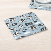 牛と牛乳 スクエアペーパーコースター (アングル)