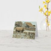 牛と納屋 – カー空白のド カード (黄色い花)