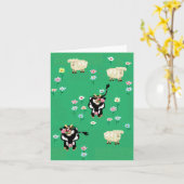 牛と羊 カード (黄色い花)