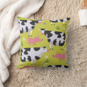 牛と豚のパターン クッション (ブランケット)