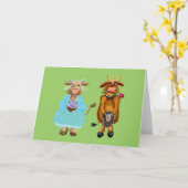 牛と雄牛の結婚式 カード (黄色い花)