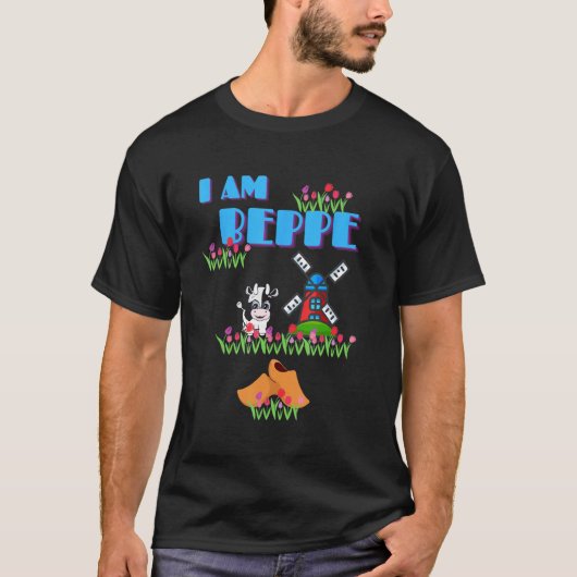 牛と風車と私、BEPPE (フリース人の祖母) Tシャツ (正面)