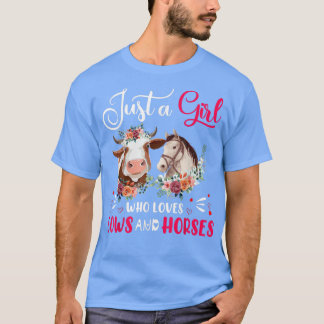 牛と馬を愛する女の子農家農場 Tシャツ