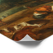 牛と鴨の猟師がいる風景 ポスター (角)