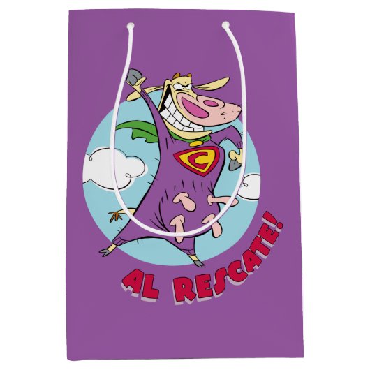 牛と鶏すごい牛アル救助隊！ ミディアムペーパーバッグ (正面)