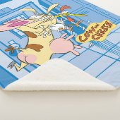 牛と鶏のハグのグラフィック シェルパブランケット (3/4)