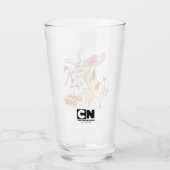 牛と鶏のハグのグラフィック タンブラーグラス (裏面)