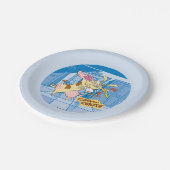 牛と鶏のハグのグラフィック ペーパープレート (アングル)