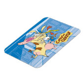 牛と鶏のハグのグラフィック マグネット (左側)